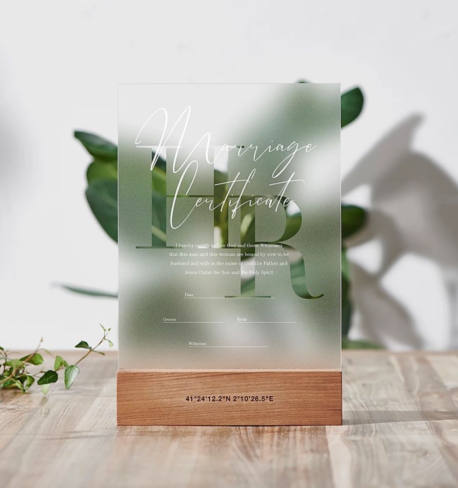 【結婚証明書】フロストタイプ DESIGN A イニシャルフォント B 【結婚証明書】