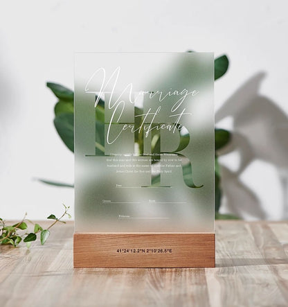 【結婚証明書】フロストタイプ DESIGN A イニシャルフォント B 【結婚証明書】