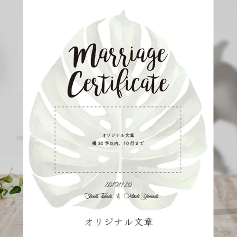 【結婚証明書】モンステラ 【結婚証明書】