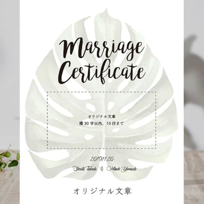 【結婚証明書】モンステラ 【結婚証明書】