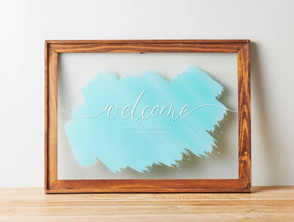 ウッドフレーム ウェルカムボード DESIGN B blue 【結婚式 ウェルカムボード オーダーメイド】