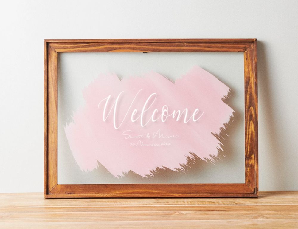 ウッドフレーム ウェルカムボード DESIGN A pink 【結婚式 ウェルカムボード オーダーメイド】