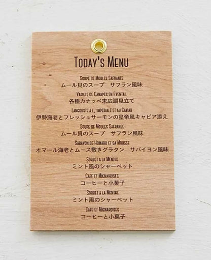 【結婚式 ペーパー】木製エスコートタグ DESIGN C 裏面メニュー表