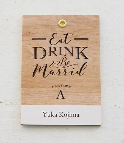 【結婚式 ペーパー】木製エスコートタグ DESIGN D 裏面メニュー表