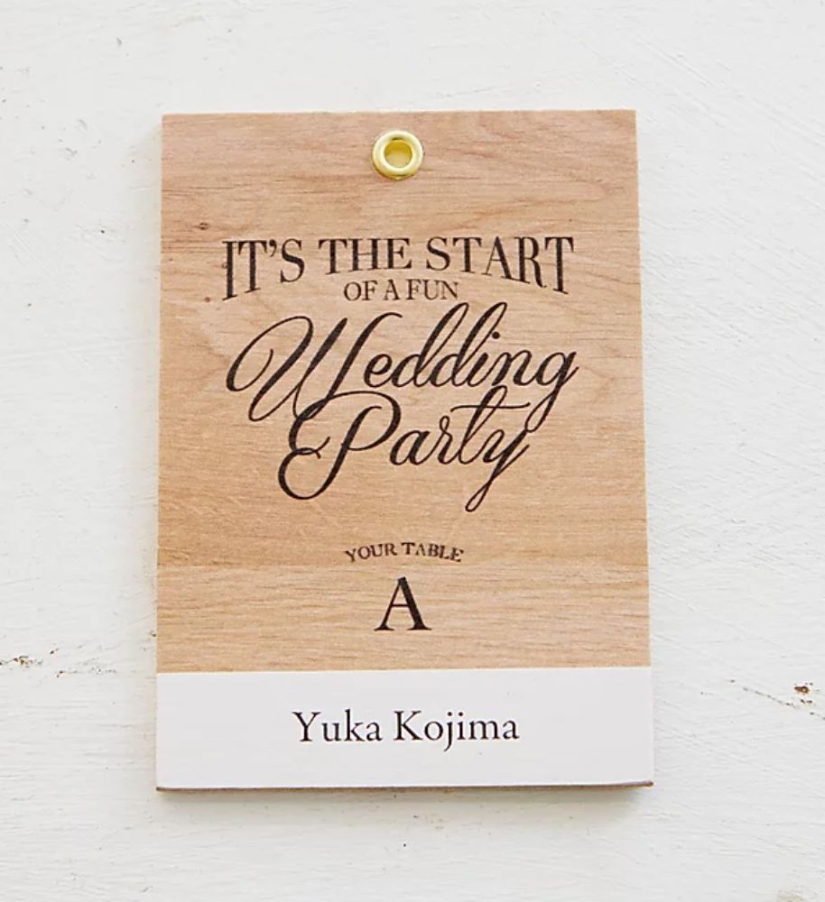 【結婚式 ペーパー】木製エスコートタグ DESIGN E 裏面メニュー表