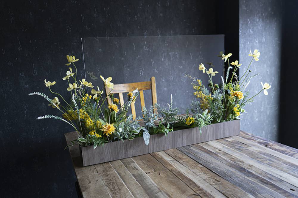 【アーティフィシャルフラワー 】卓上アクリルパーテーション イエロー 関東配送限定 【結婚式 ウェルカムボード】