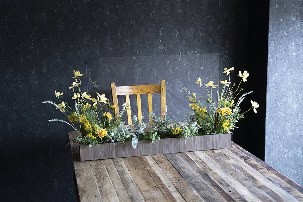 【アーティフィシャルフラワー 】卓上アクリルパーテーション イエロー 関東配送限定 【結婚式 ウェルカムボード】