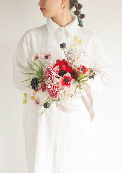 【造花】Girly-Pop赤のアネモネブーケ 【結婚式 フラワー 造花 ブーケ ブートニア】