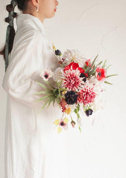 【造花】Girly-Pop赤のアネモネブーケ 【結婚式 フラワー 造花 ブーケ ブートニア】