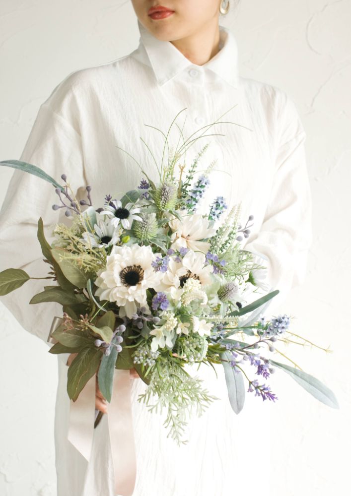 【造花】Natural-Chicクラッチブーケ 【結婚式 フラワー 造花 ブーケ ブートニア】