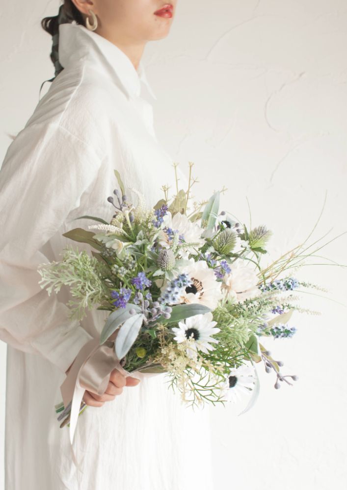 【造花】Natural-Chicクラッチブーケ 【結婚式 フラワー 造花 ブーケ ブートニア】