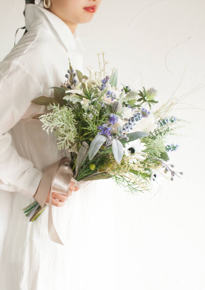 【造花】Natural-Chicクラッチブーケ 【結婚式 フラワー 造花 ブーケ ブートニア】