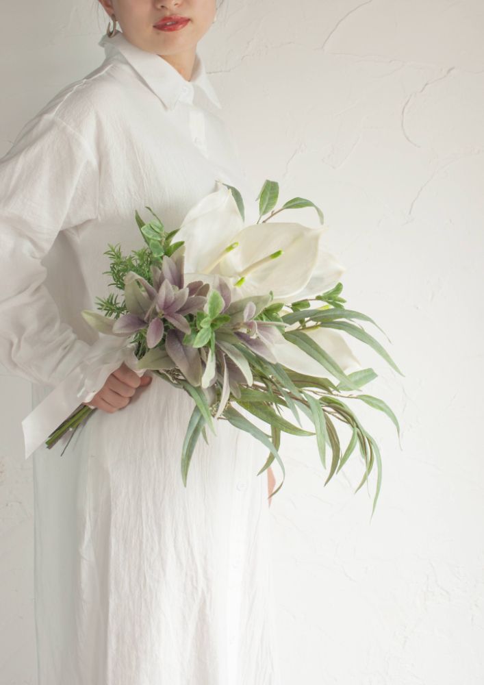 【造花】Rustic-Urban アンスリュームのクラッチブーケ 【結婚式 フラワー 造花 ブーケ ブートニア】