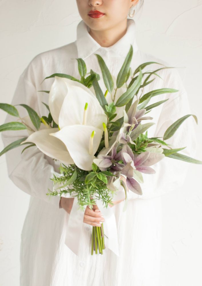 【造花】Rustic-Urban アンスリュームのクラッチブーケ 【結婚式 フラワー 造花 ブーケ ブートニア】