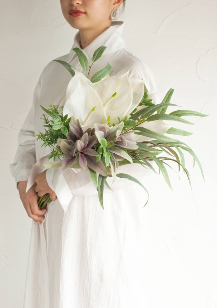 【造花】Rustic-Urban アンスリュームのクラッチブーケ 【結婚式 フラワー 造花 ブーケ ブートニア】