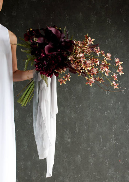 【造花】Luxury-Modern カラーとダリア ボルドーカラーブーケ 【結婚式 フラワー 造花 ブーケ ブートニア】