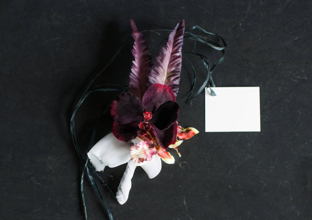 【造花】Luxury-Modern カラーとダリア ボルドーカラーブーケ 【結婚式 フラワー 造花 ブーケ ブートニア】