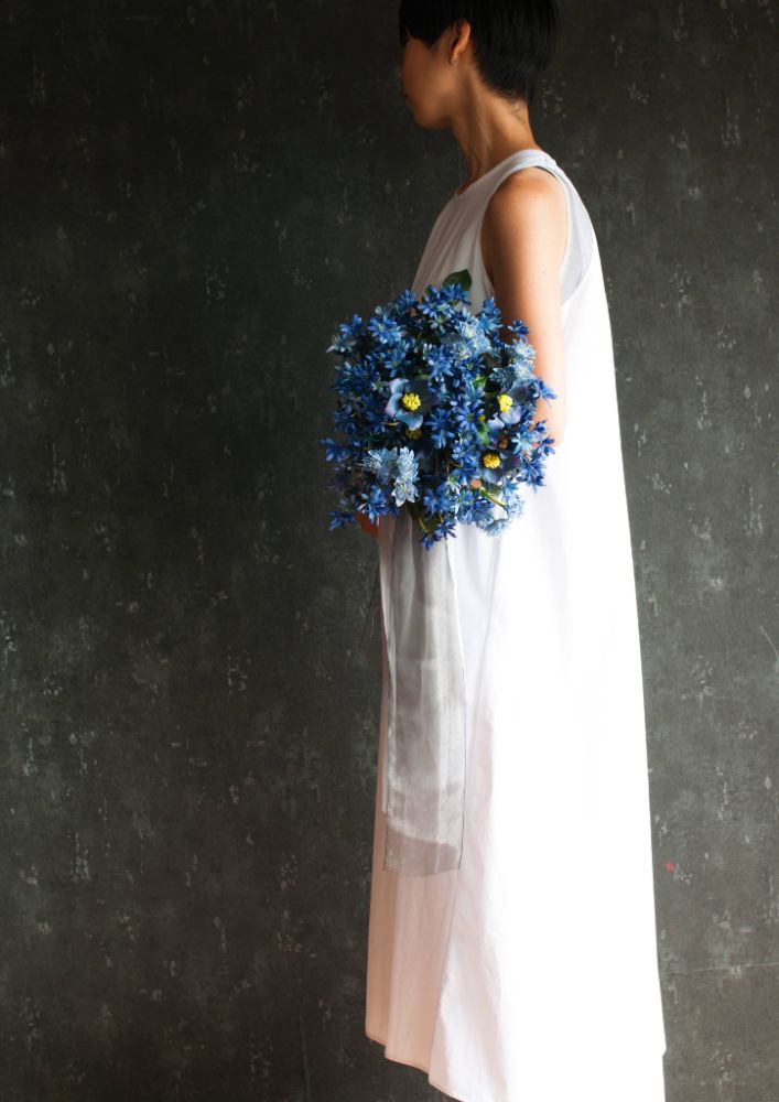 【造花】Classical-Modern サムシングブルーのブーケ 【結婚式 フラワー 造花 ブーケ ブートニア】