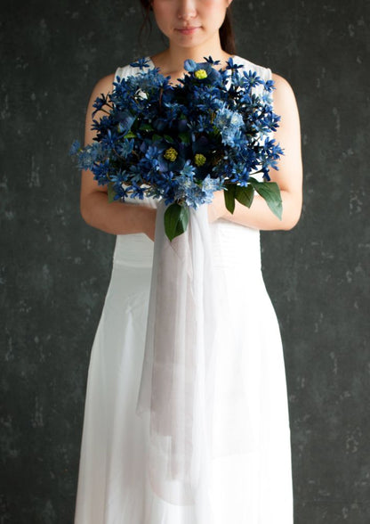 【造花】Classical-Modern サムシングブルーのブーケ 【結婚式 フラワー 造花 ブーケ ブートニア】