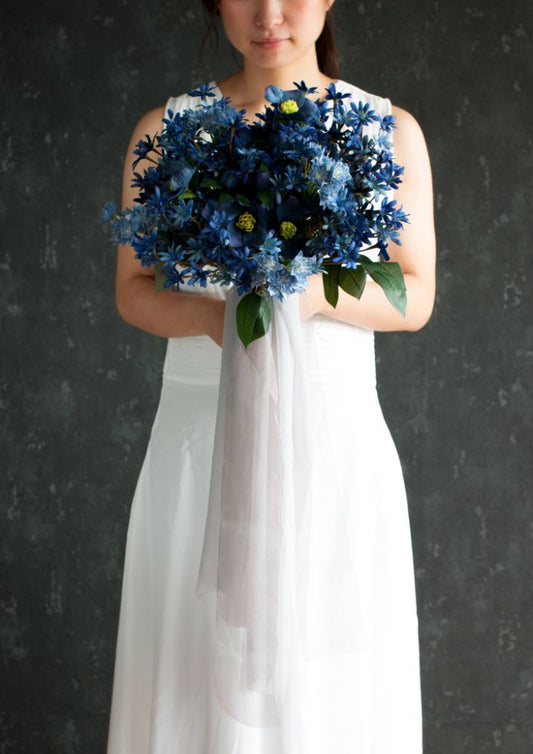 【造花】Classical-Modern サムシングブルーのブーケ 【結婚式 フラワー 造花 ブーケ ブートニア】