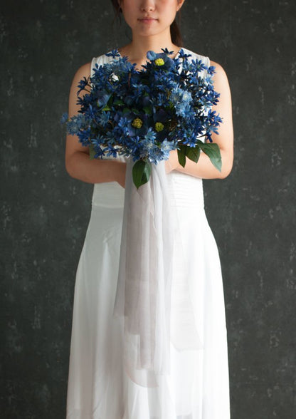 【造花】Classical-Modern サムシングブルーのブーケ 【結婚式 フラワー 造花 ブーケ ブートニア】