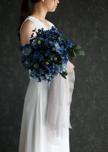 【造花】Classical-Modern サムシングブルーのブーケ 【結婚式 フラワー 造花 ブーケ ブートニア】