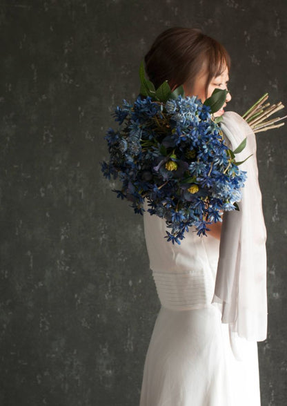 【造花】Classical-Modern サムシングブルーのブーケ 【結婚式 フラワー 造花 ブーケ ブートニア】