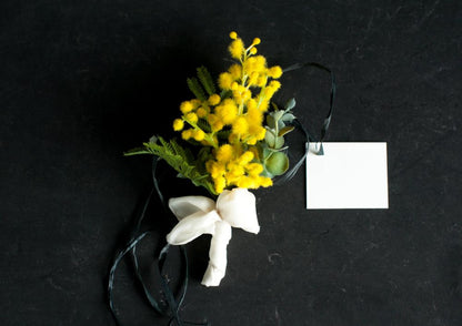 【造花】Natural-Garden ミモザとユーカリのグランブーケ 【結婚式 フラワー 造花 ブーケ ブートニア】