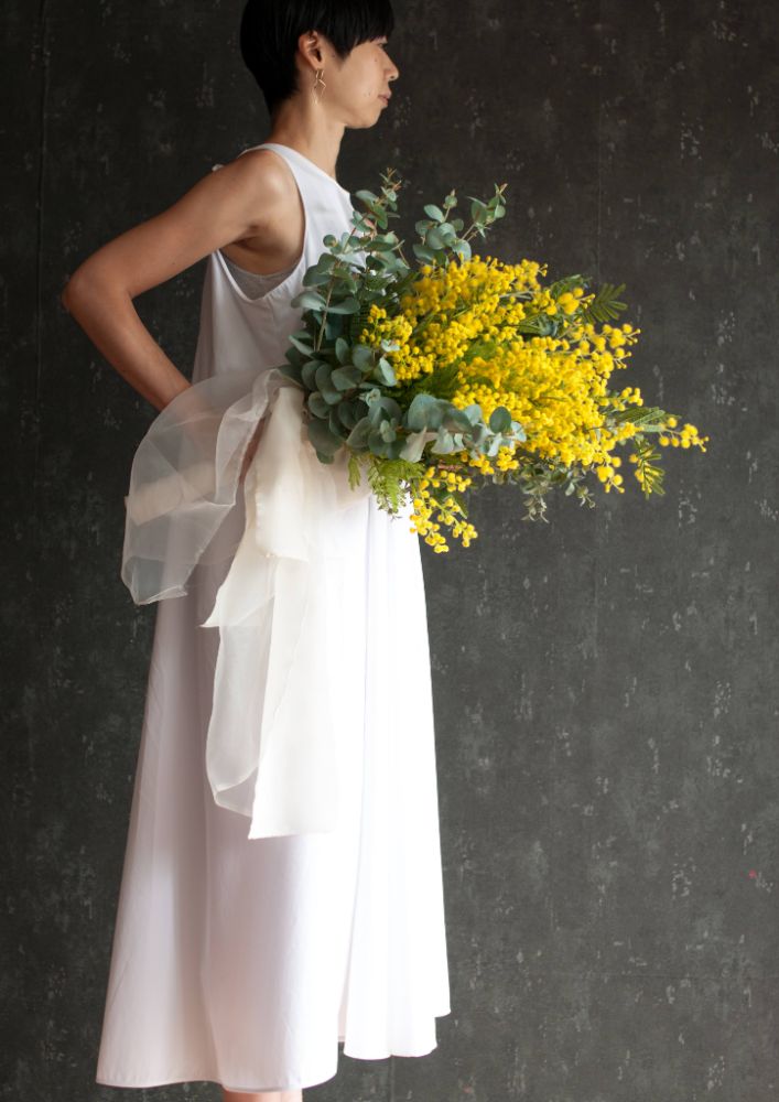 【造花】Natural-Garden ミモザとユーカリのグランブーケ 【結婚式 フラワー 造花 ブーケ ブートニア】