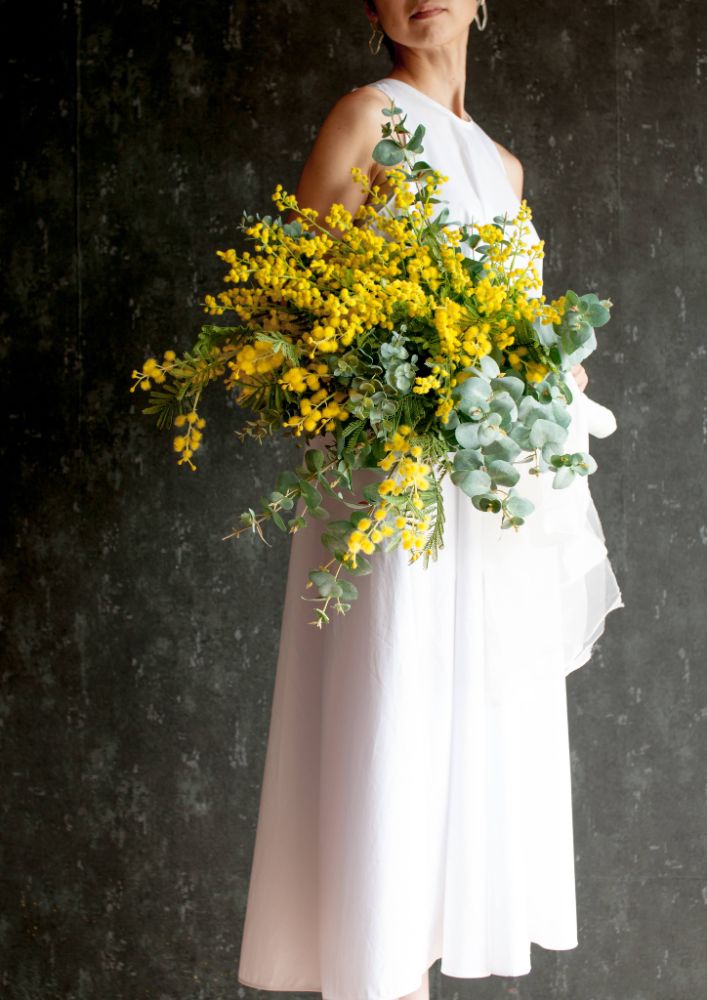 MUKUTOU 造花weddingユーカリとカラーのブーケ ユーカリとカラーの