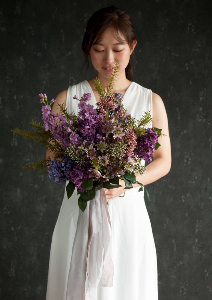 【造花】Urban-Rastic 赤紫のライラックブーケ 【結婚式 フラワー 造花 ブーケ ブートニア】