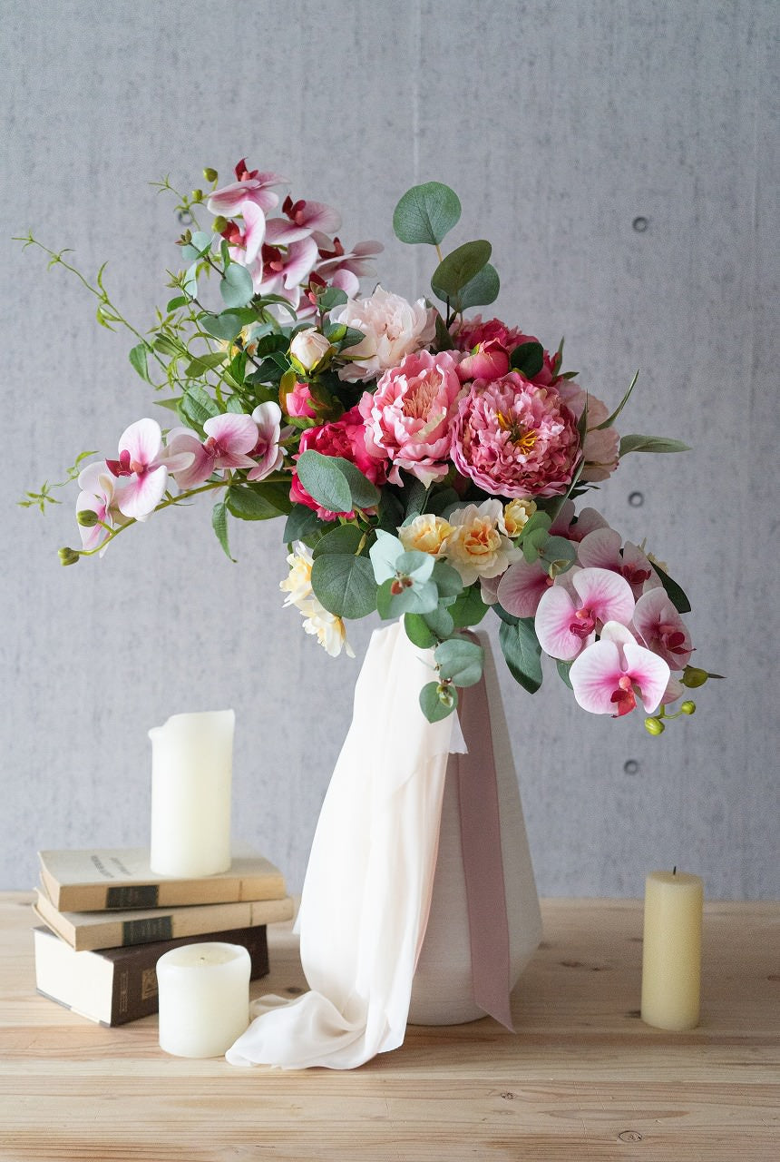 【造花】海外風ミックスカラーの笑顔が輝くブーケ 【結婚式 フラワー 造花 ブーケ ブートニア】