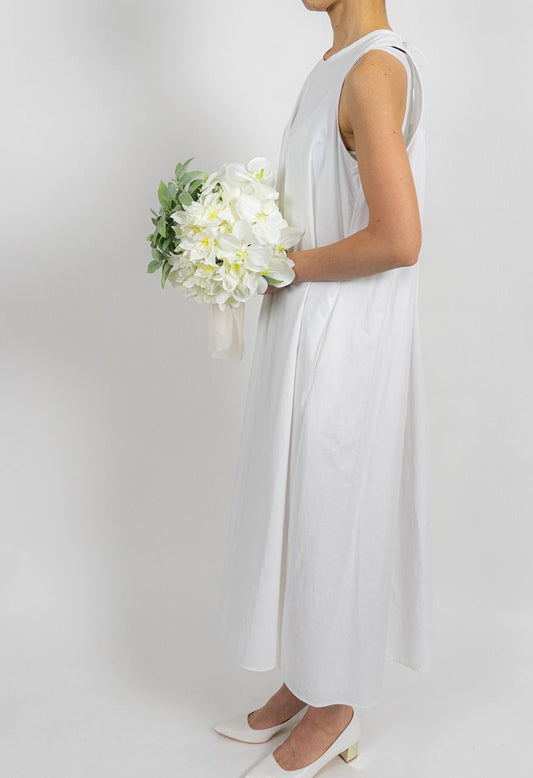 【造花】白の贅沢ブーケ 上品で清楚な仕上がり 【結婚式 フラワー 造花 ブーケ ブートニア】