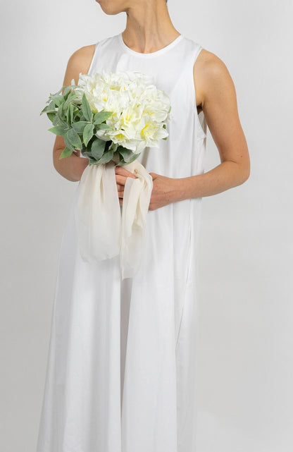 【造花】白の贅沢ブーケ 上品で清楚な仕上がり 【結婚式 フラワー 造花 ブーケ ブートニア】