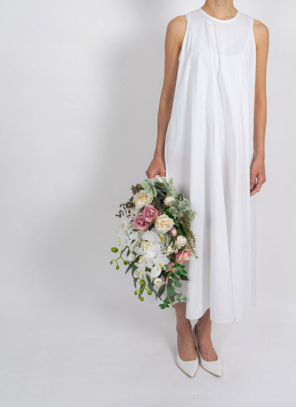 【造花】大人スイートなコチョウランのブーケ 【結婚式 フラワー 造花 ブーケ ブートニア】