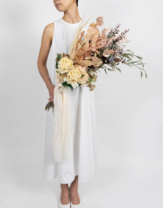 【造花】ワンランク上のおしゃれ花嫁様に ドライカラーのウエディングブーケ 結婚式 【結婚式 フラワー 造花 ブーケ ブートニア】