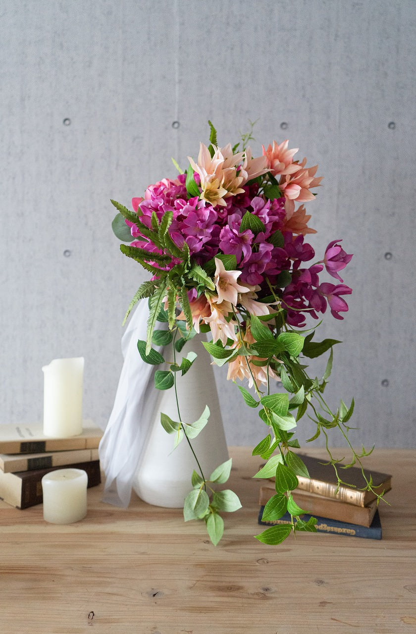 【造花】ビーチや青空の下が合うビビットピンクのブーケ ブーゲンビリア 【結婚式 フラワー 造花 ブーケ ブートニア】