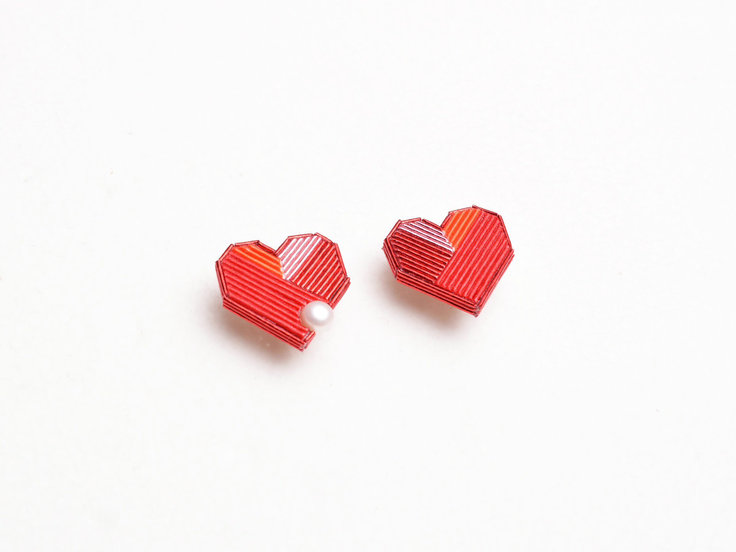 RITUAL 水引 ピアス/イヤリング [Heart Pearl][Red]/ブライダルアクセサリー 【結婚式　和装　アクセサリー】