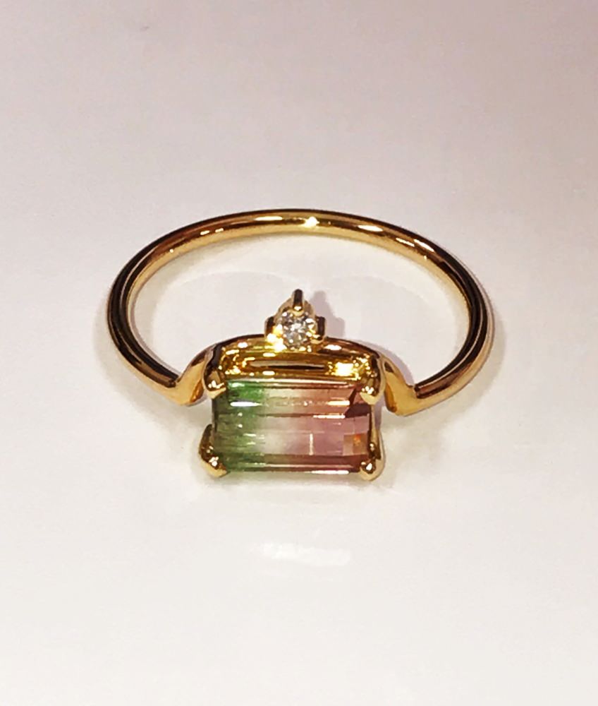 Arch Bi-color Tourmaline Ring　【結婚式　指輪　ファッションリング】