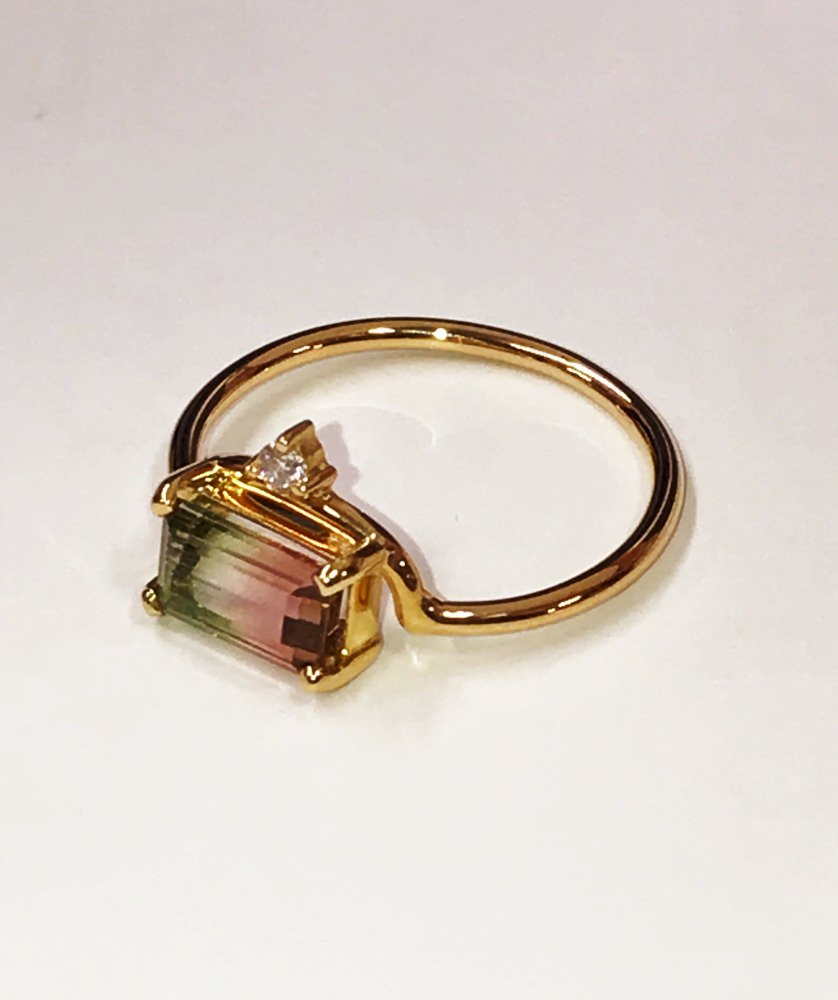 Arch Bi-color Tourmaline Ring　【結婚式　指輪　ファッションリング】