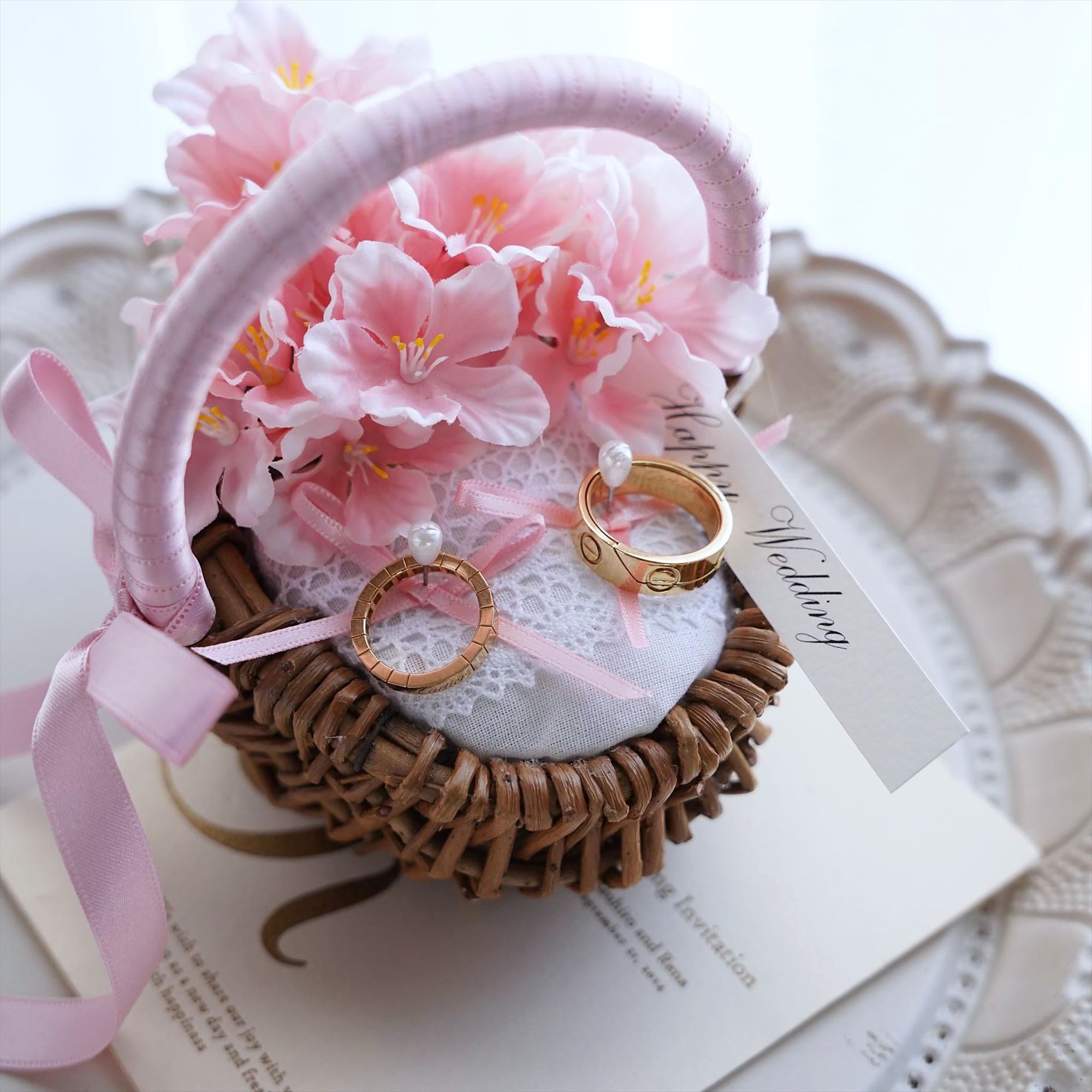 桜のリングピロー 【結婚式　リングピロー】