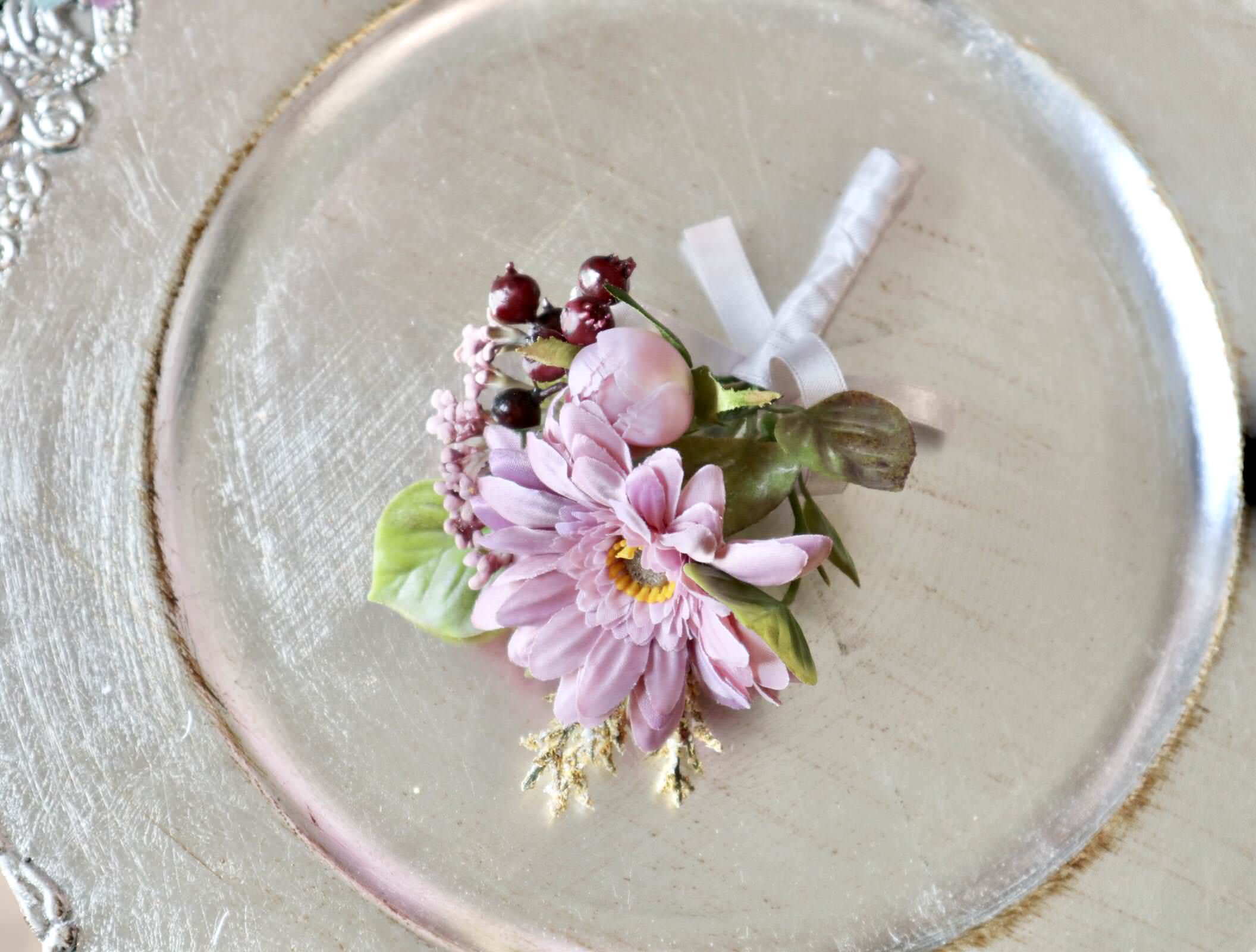 【造花】Rental Bouquet : Antique purple　【結婚式　フラワー　造花　ブーケ　ブートニア　レンタル】