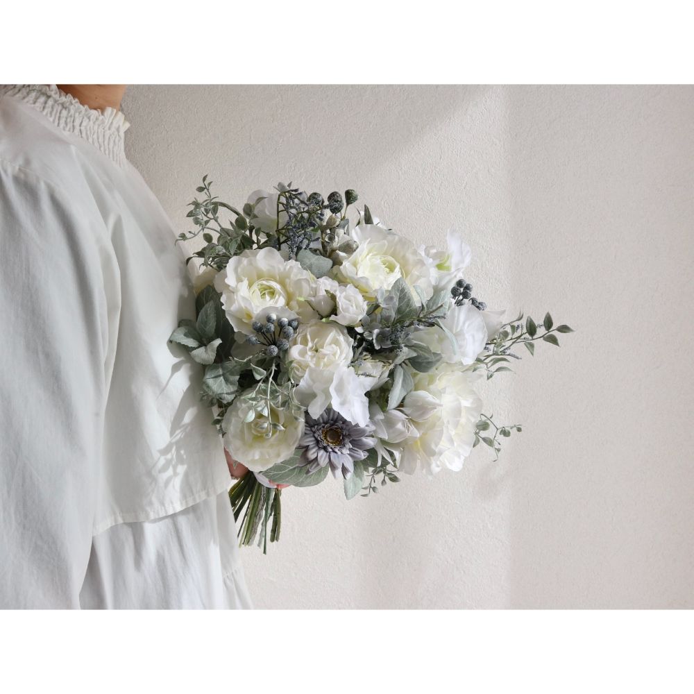 【造花】Rental Bouquet :Chateau Blanc　【結婚式　フラワー　造花　ブーケ　ブートニア　レンタル】