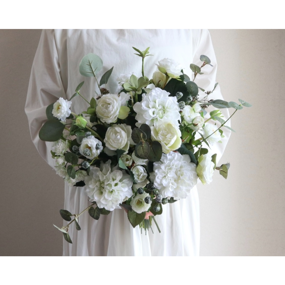 【造花】Rental Bouquet :Classical White　【結婚式　フラワー　造花　ブーケ　ブートニア　レンタル】
