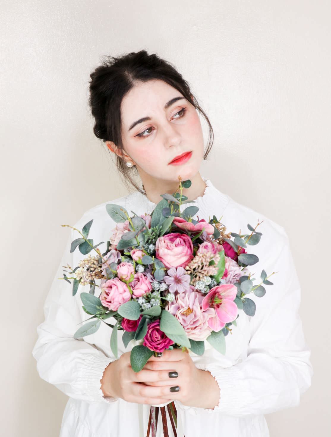 【造花】Rental Bouquet : French Rose　【結婚式　フラワー　造花　ブーケ　ブートニア　レンタル】