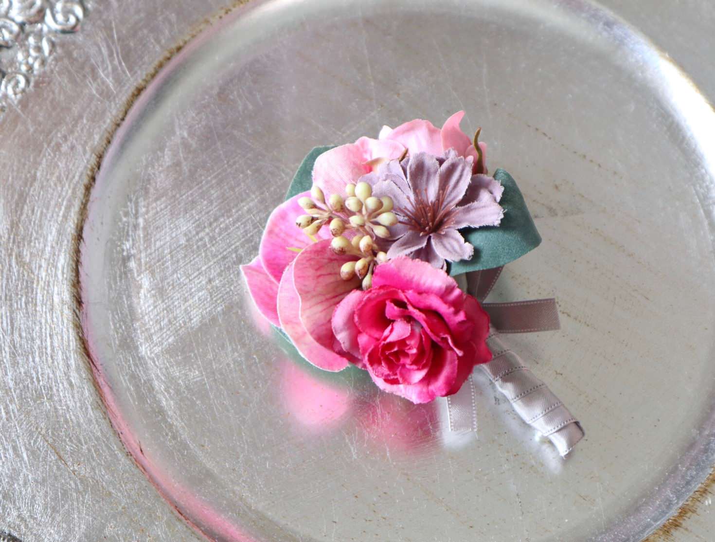 【造花】Rental Bouquet : French Rose　【結婚式　フラワー　造花　ブーケ　ブートニア　レンタル】