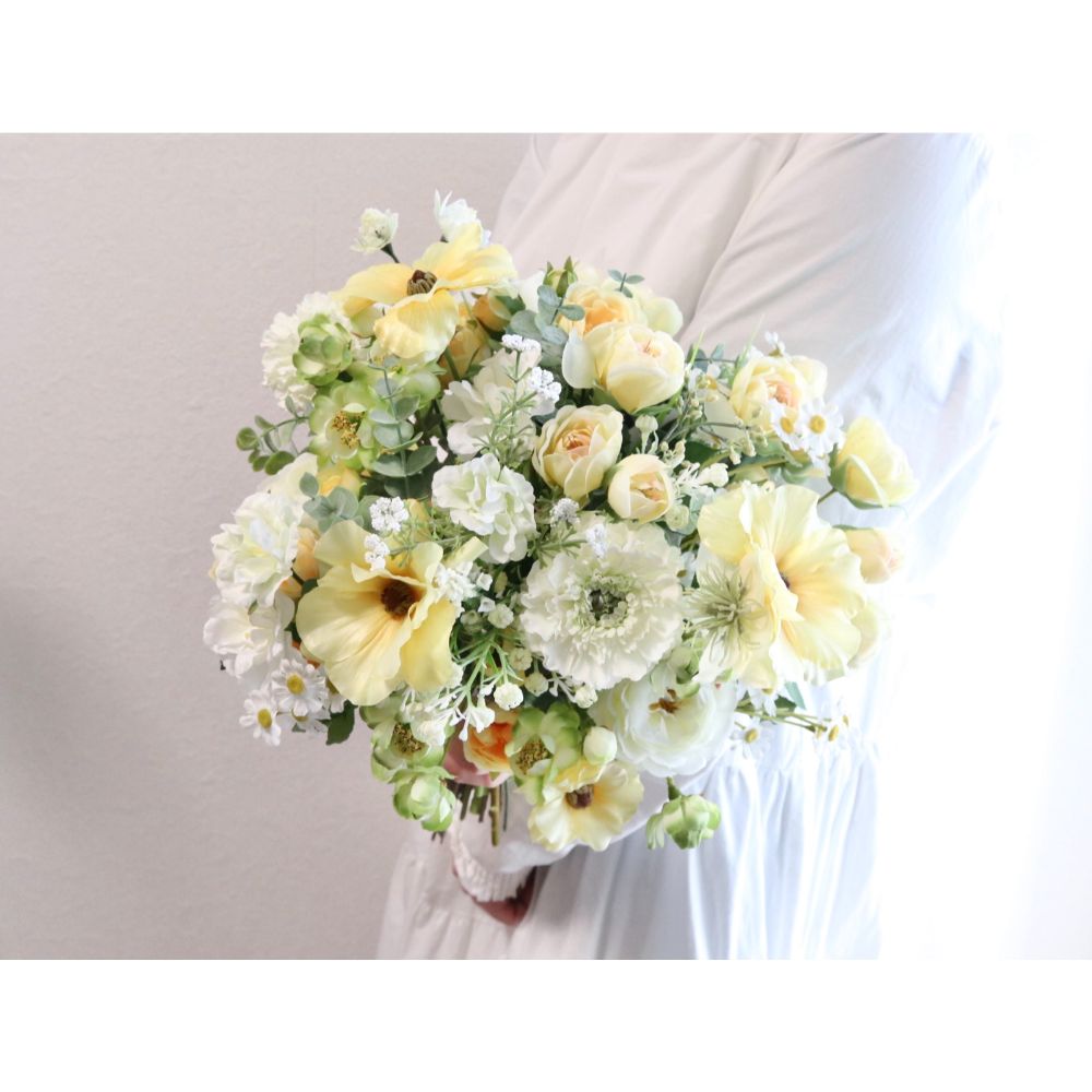 【造花】Rental Bouquet :Fresh Yellow　【結婚式　フラワー　造花　ブーケ　ブートニア　レンタル】
