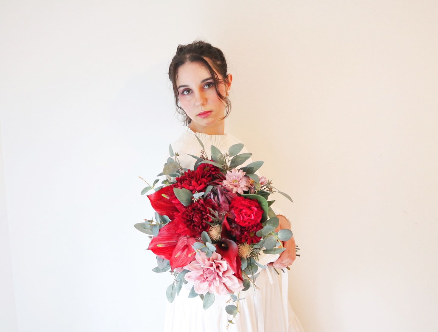 【造花】Rental Bouquet : Grand Rouge　【結婚式　フラワー　造花　ブーケ　ブートニア　レンタル】