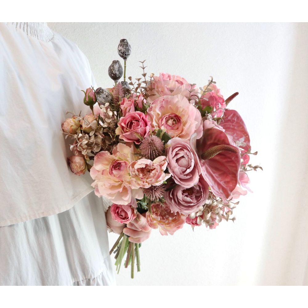 【造花】Rental Bouquet :Lady Rose　【結婚式　フラワー　造花　ブーケ　ブートニア　レンタル】