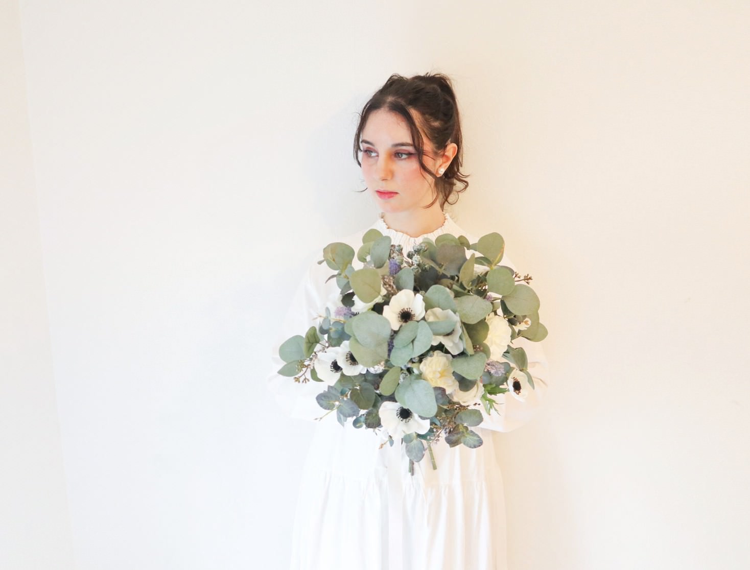 【造花】Rental Bouquet : Lavender Green　【結婚式　フラワー　造花　ブーケ　ブートニア　レンタル】
